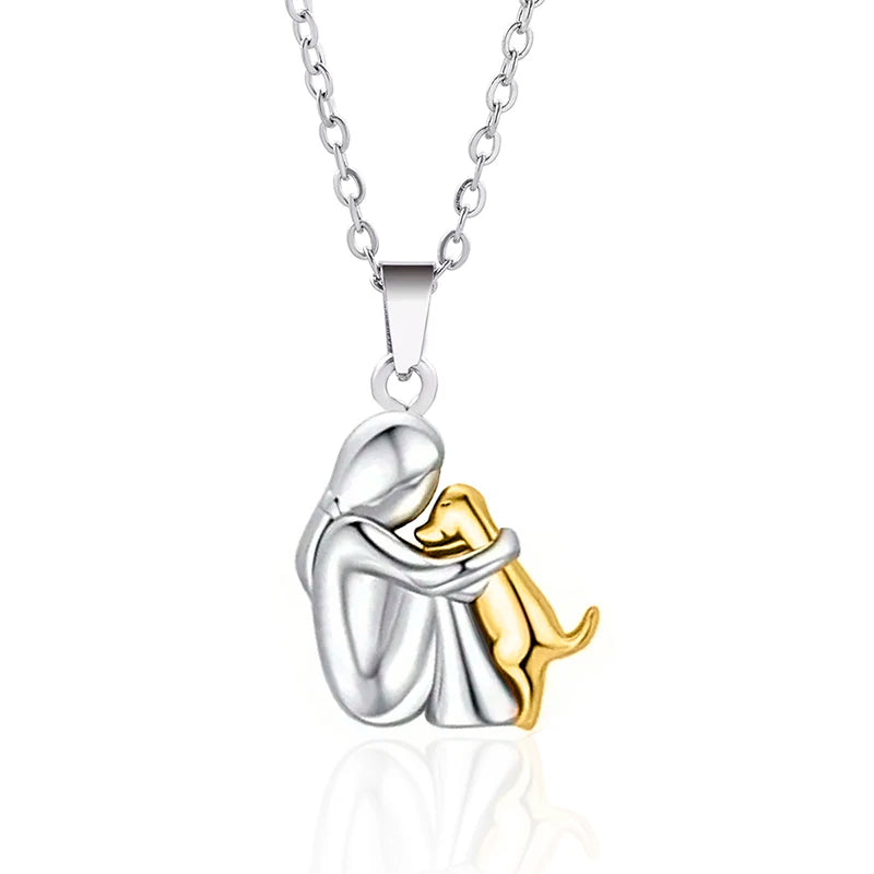 Dog Hug Pendant Necklace