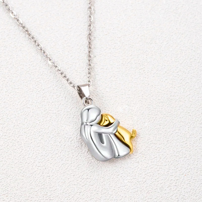 Dog Hug Pendant Necklace